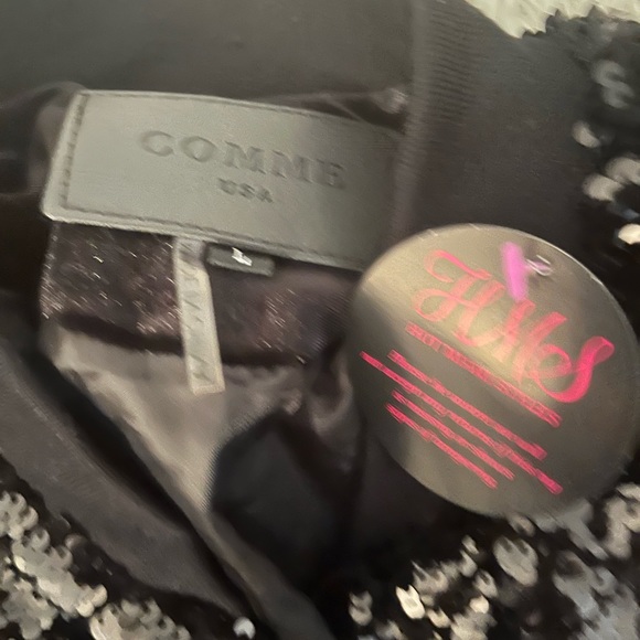 Black, sequin bomber type jacket, size large - Picture 3 of 7